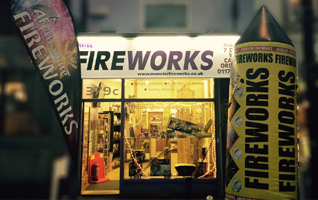 Monster fireworks shop front
